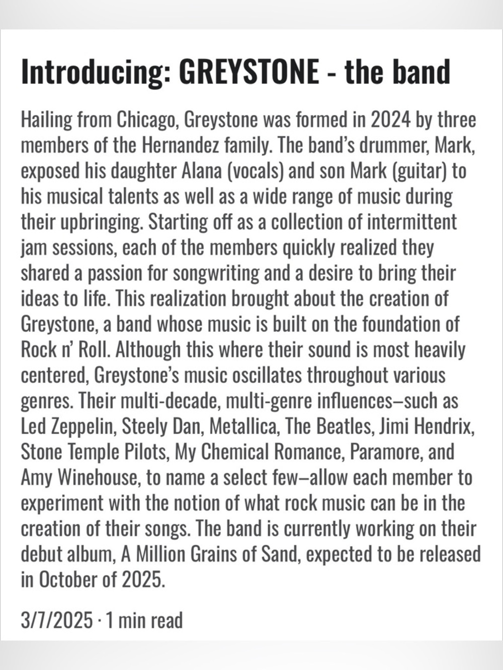 GREYSTONE | Vinyl Debut Album | A Million Grains of Sand - Picture 6 of 10